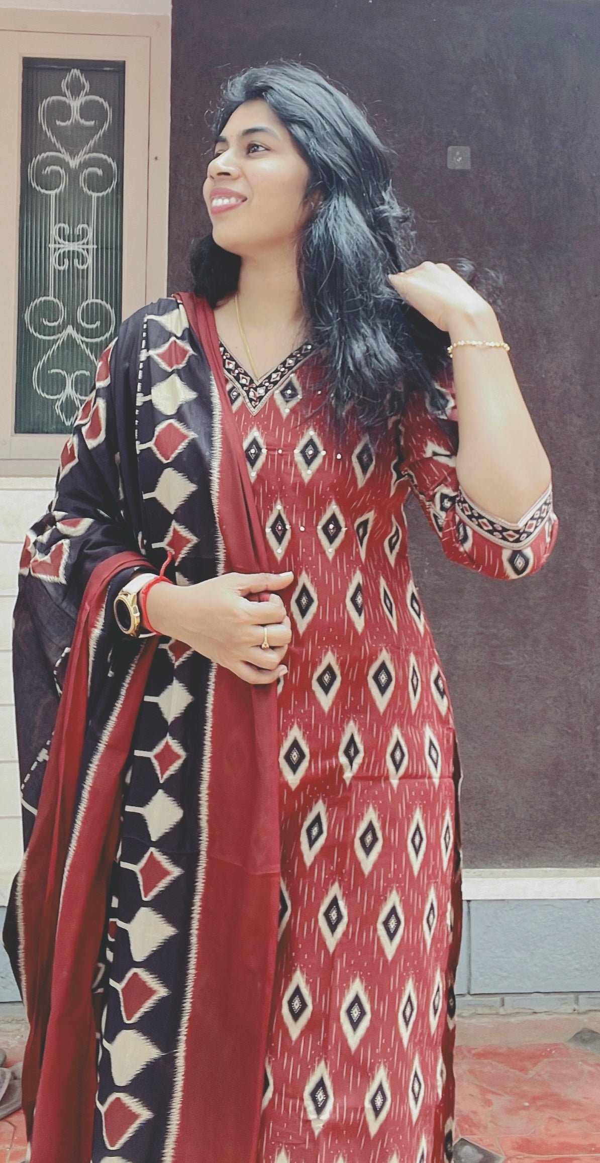 Red and black 3 piece suit set