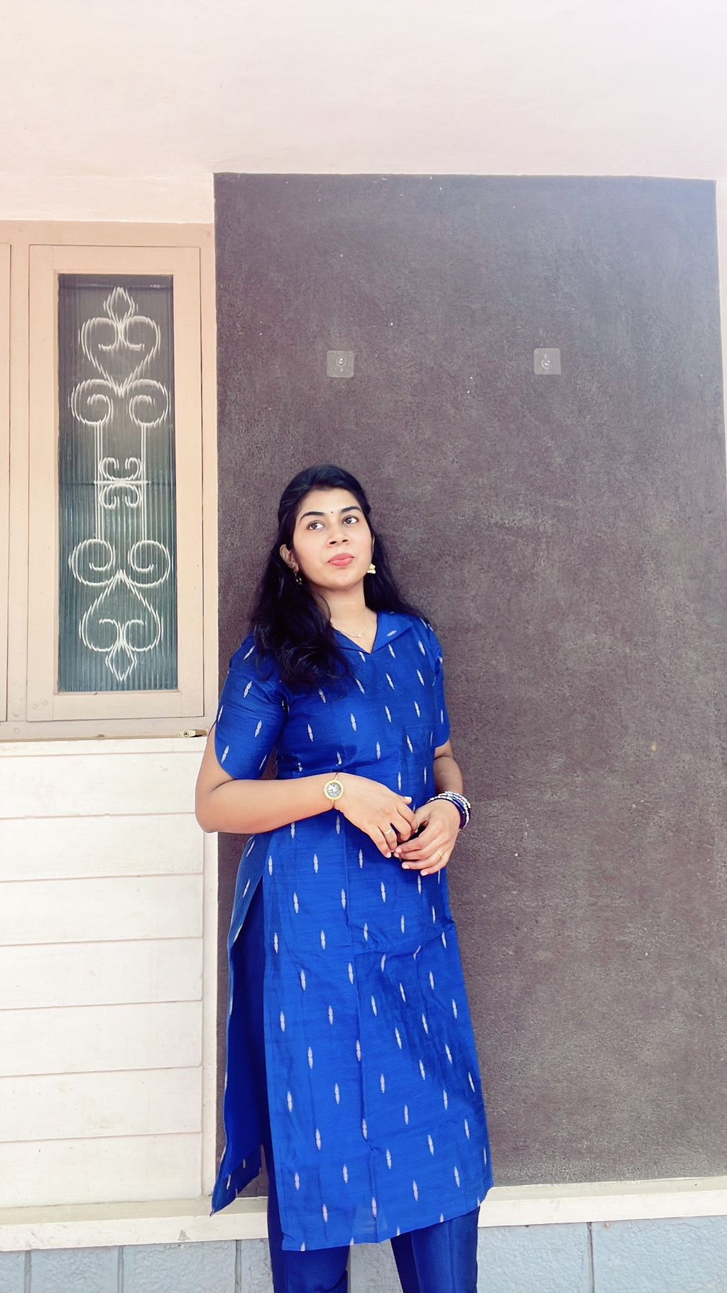Blue Rawsilk kurta and pant