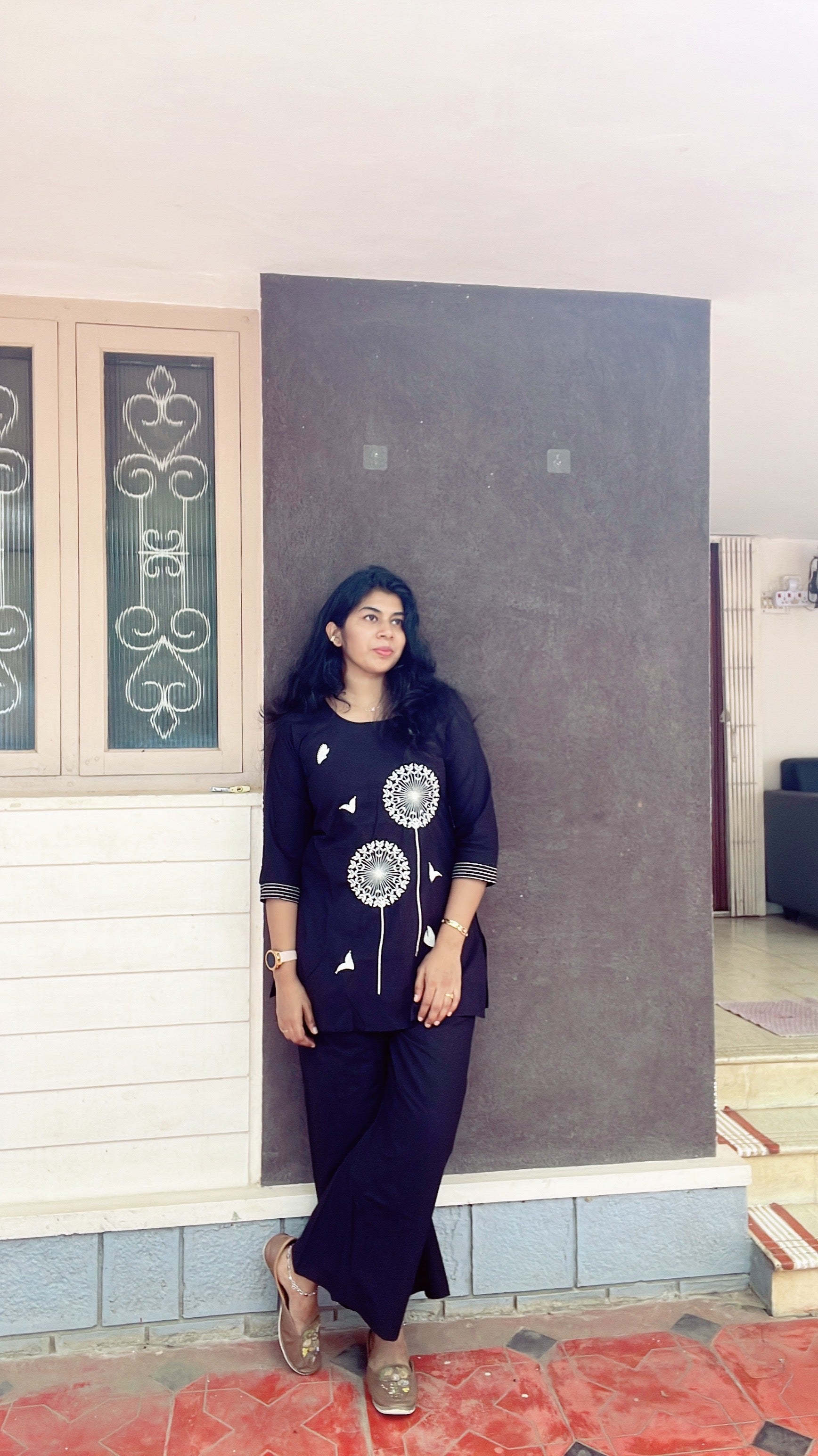 Black cotton coord set (short)