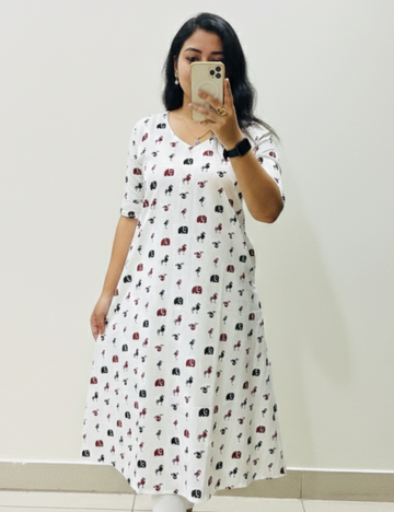 White A-Line Cotton Kurti