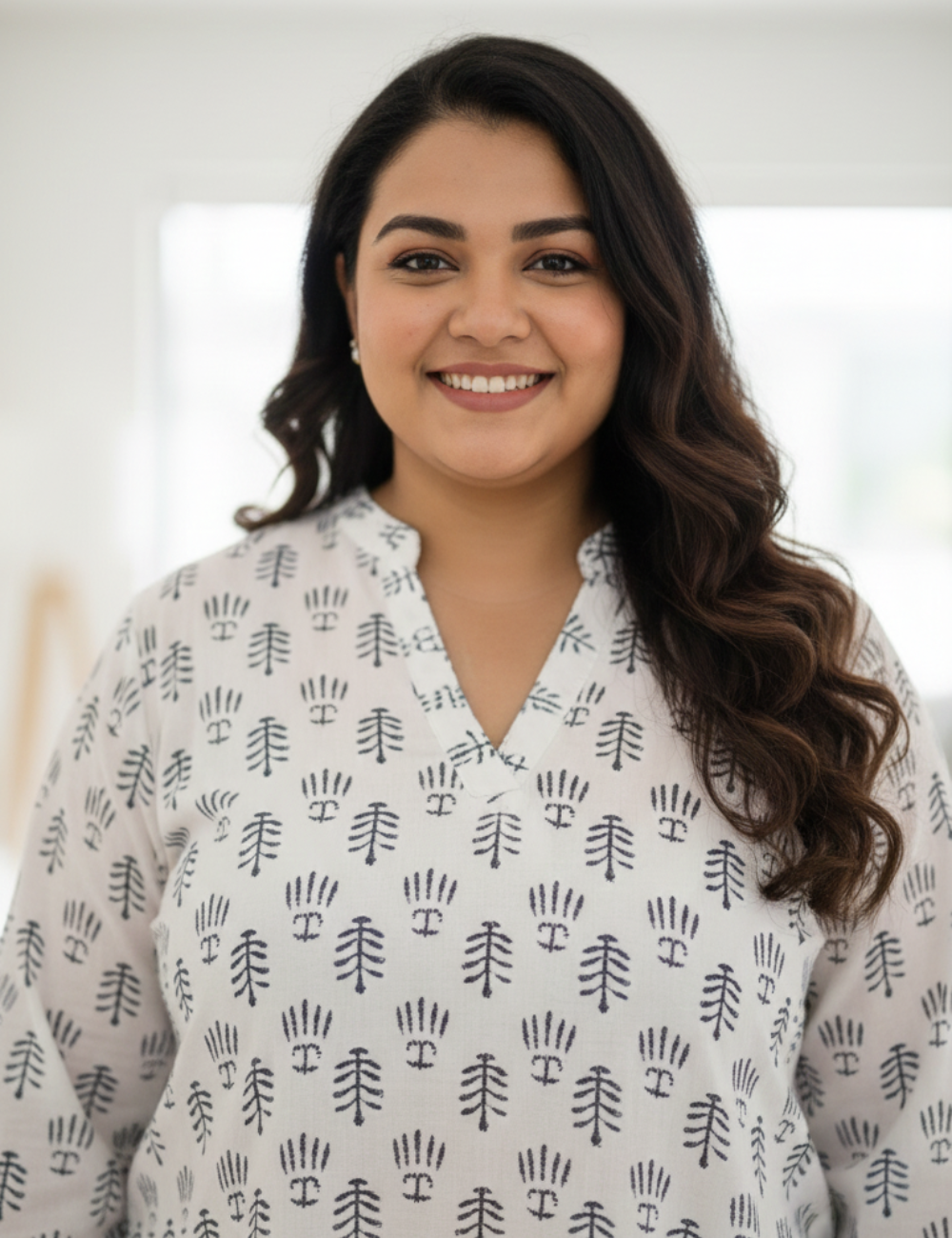 White Cotton Plus Size Kurti