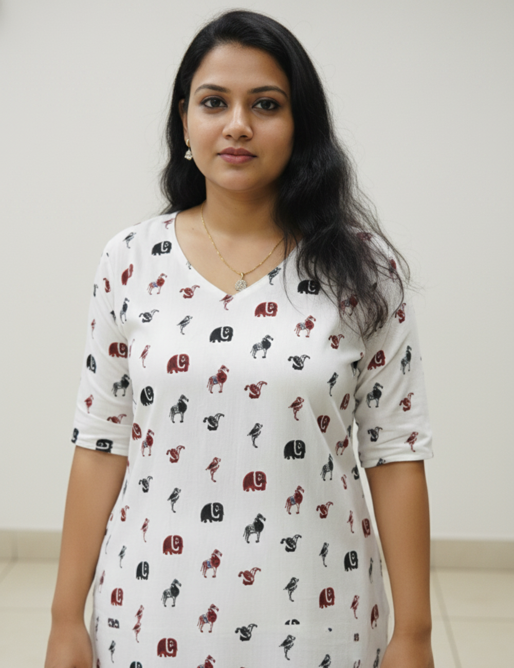 White A-Line Cotton Kurti