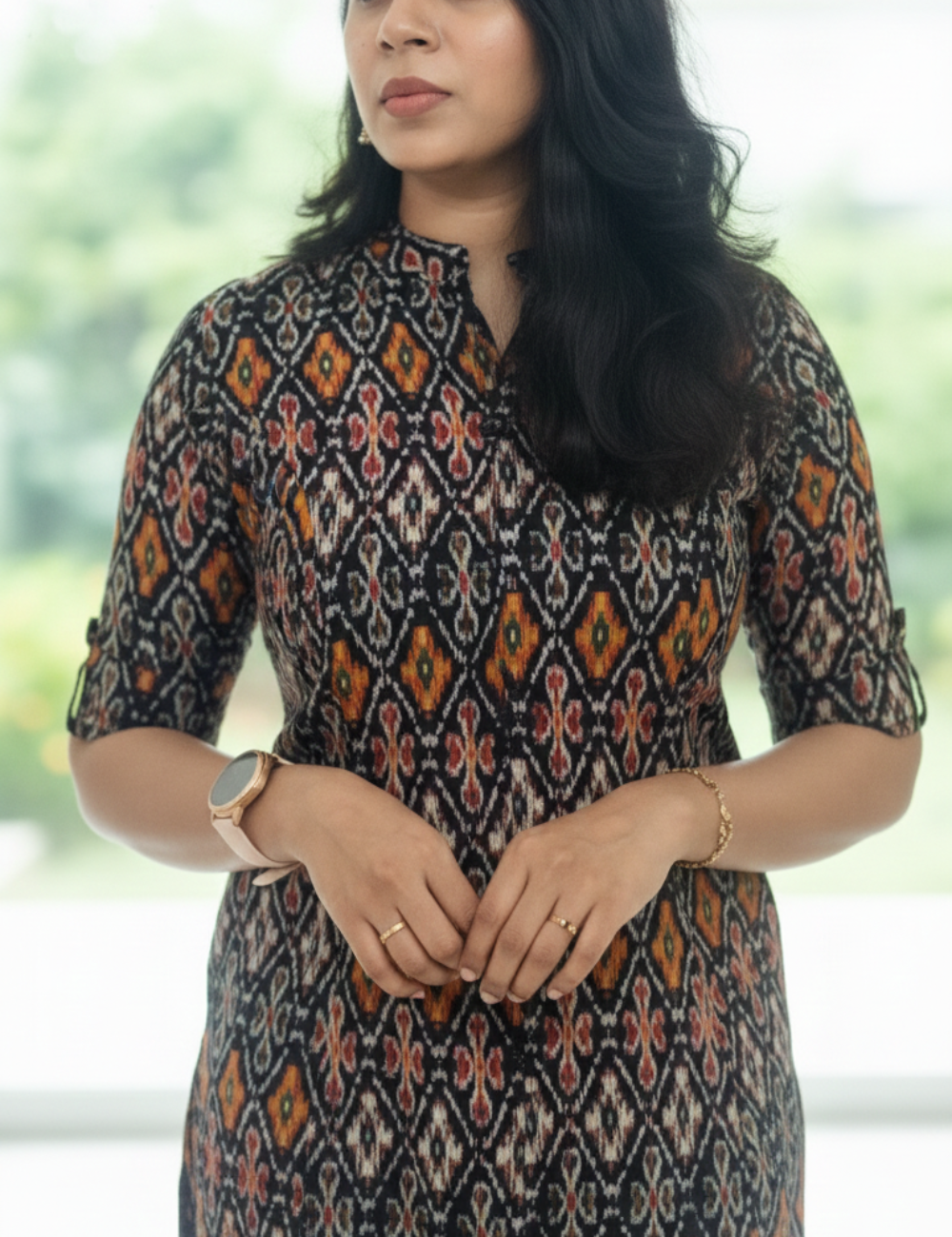 Black Patola Print Cotton Kurti