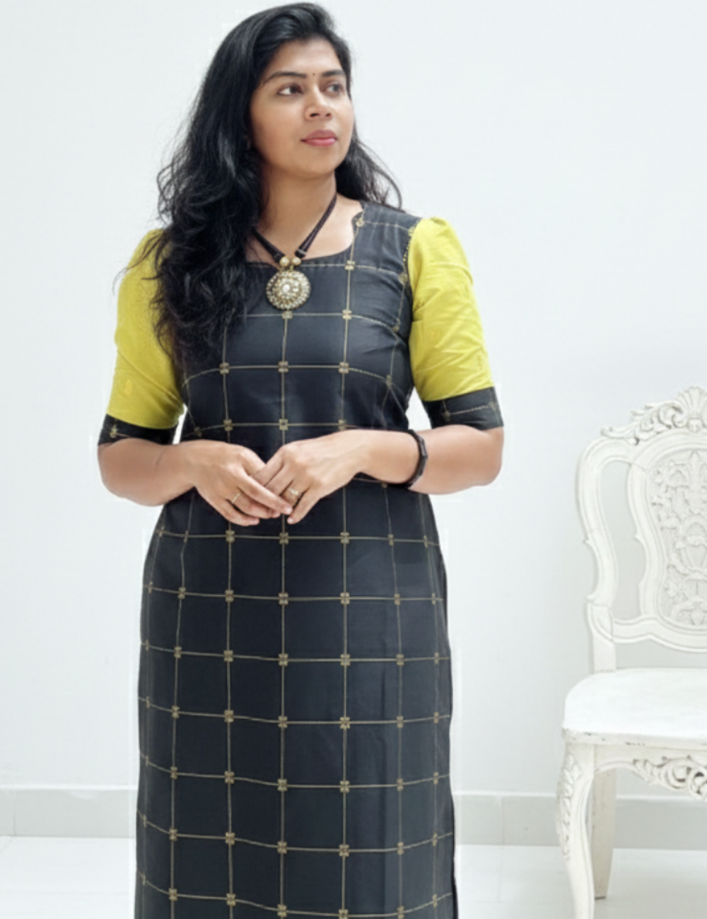 Black Raw Silk Kurti