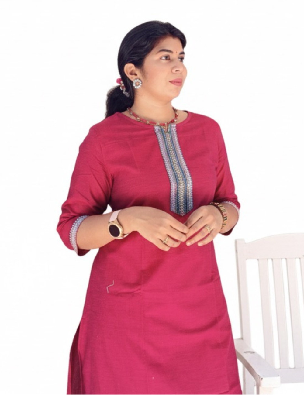 Majenta Pink Chettinad Cotton Kurti