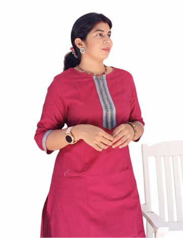 Majenta Pink Chettinad Cotton Kurti
