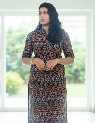 Black Patola Print Cotton Kurti