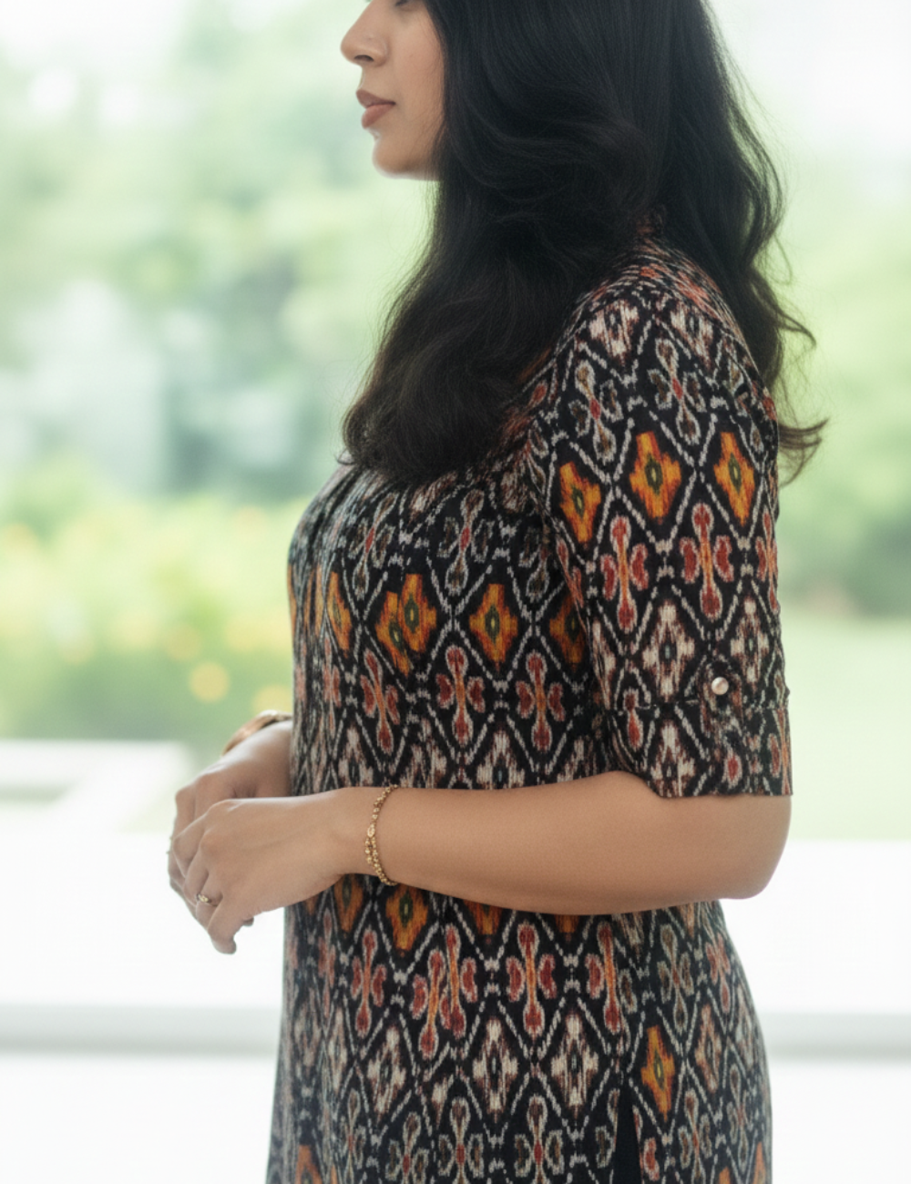 Black Patola Print Cotton Kurti