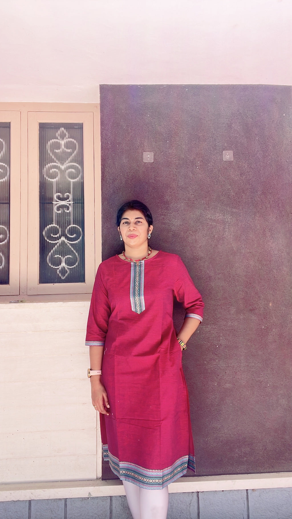 Majenta pink chettinad cotton kurti