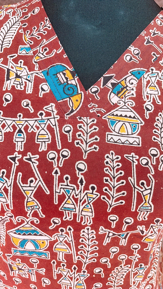 Brown kalamkari kurti