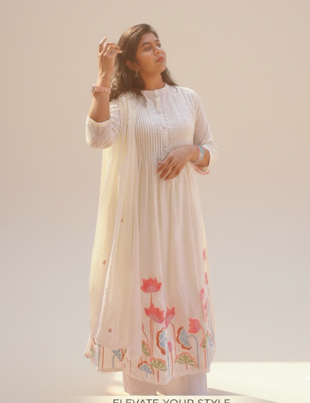 White MulCotton Embroidered Suit Set