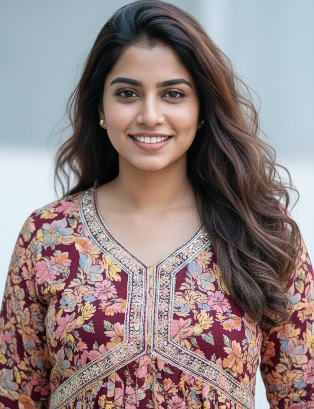 Marron Alia cut Rayon Cotton Kurti and Bottom