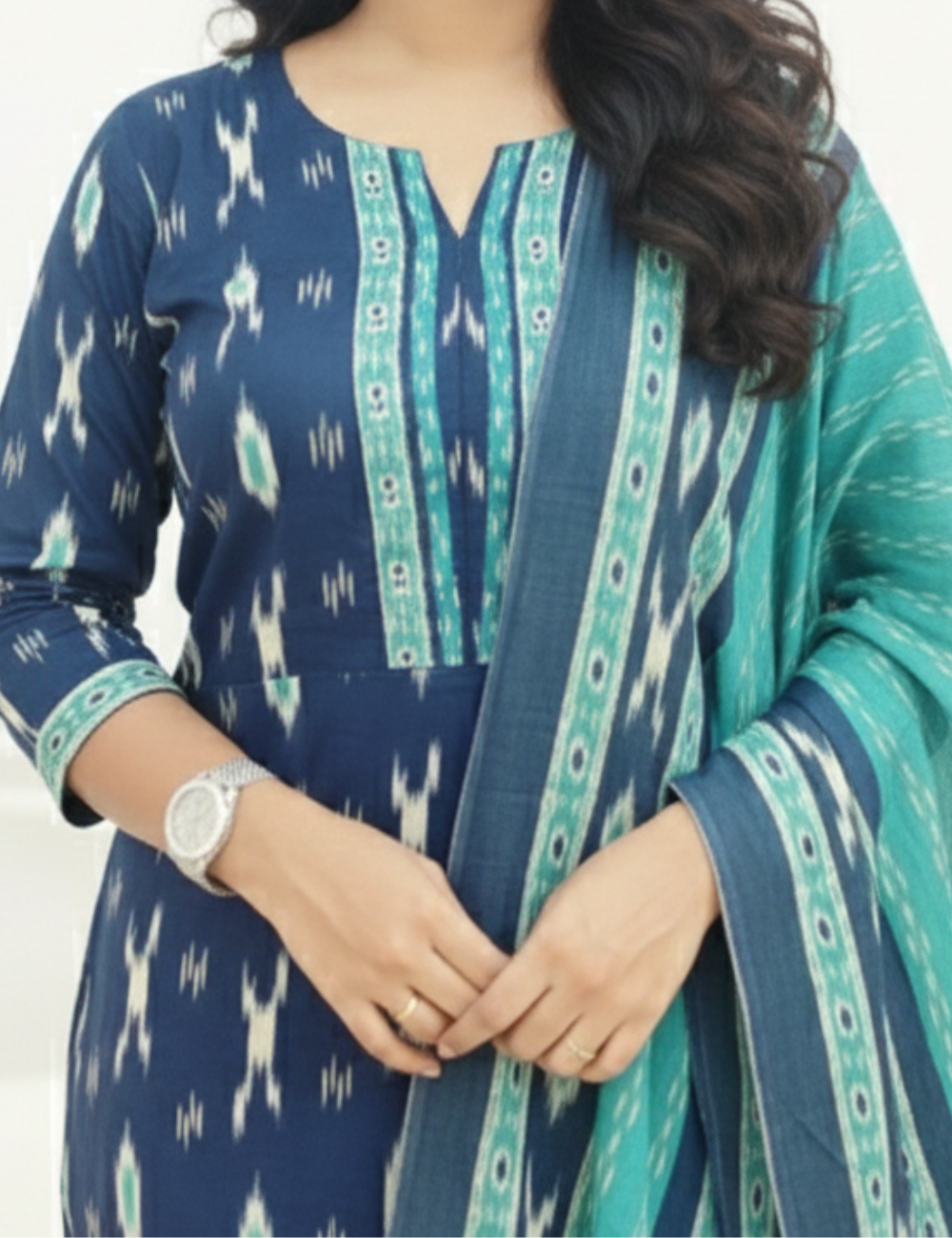 Blue Cotton Suit Set