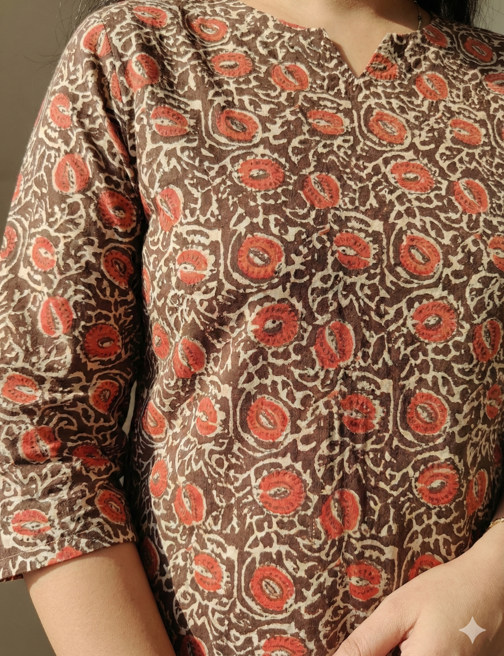 Brown Cotton Short Kurti