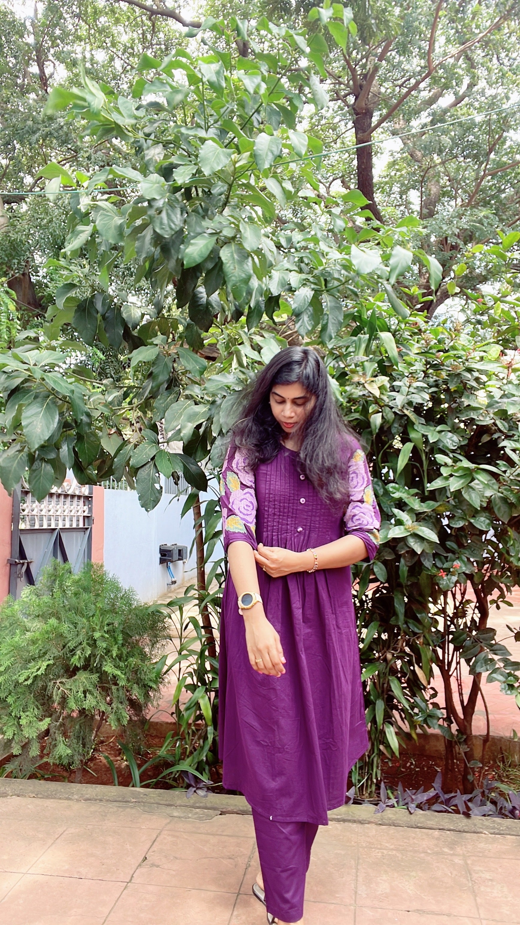Purple cross stitch co ord set