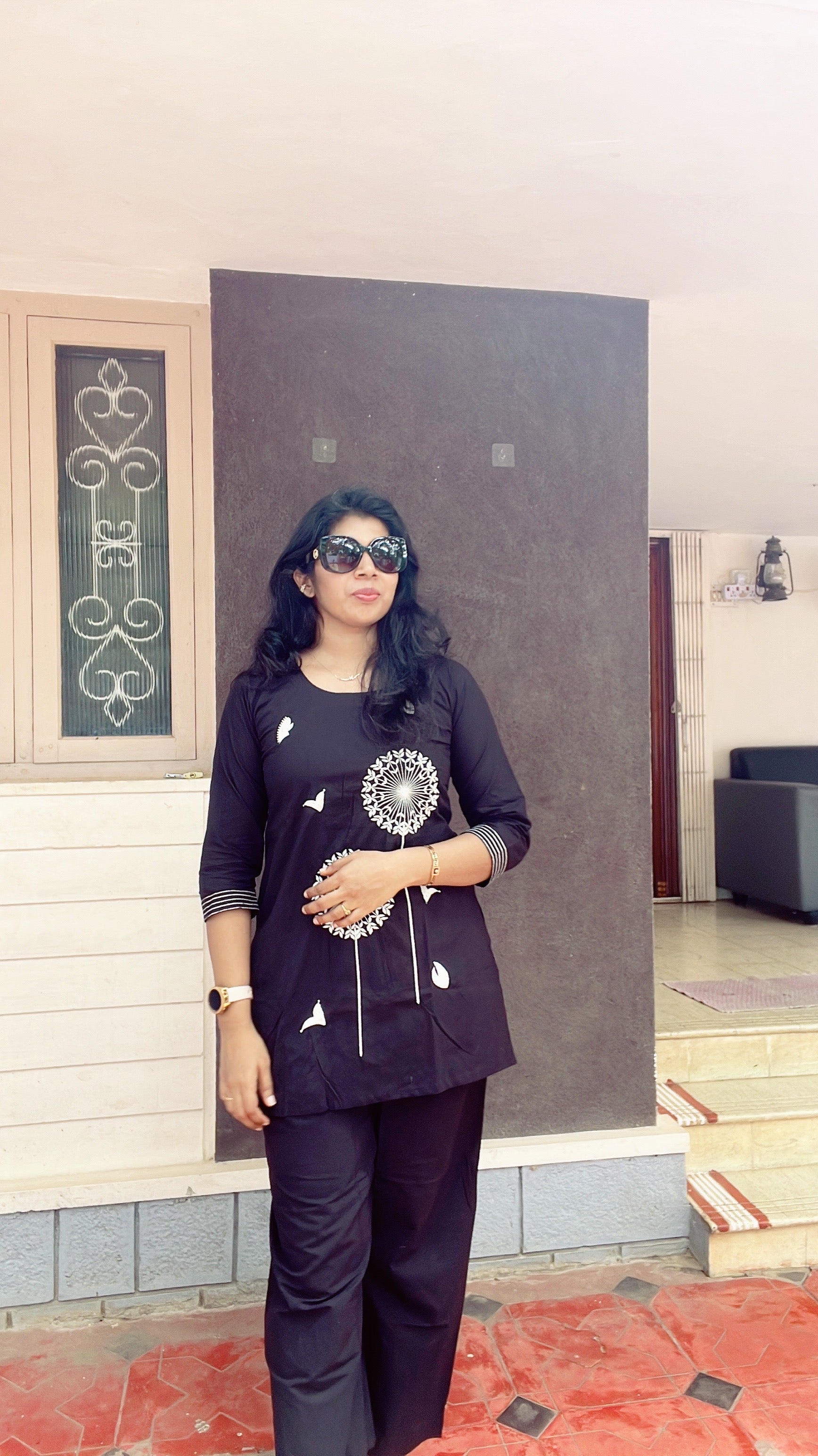 Black cotton coord set (short)