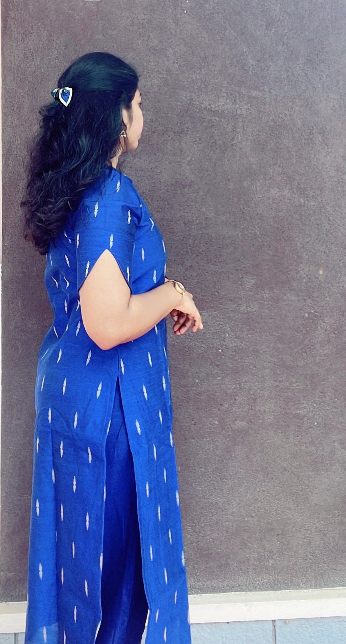 Blue Rawsilk kurta and pant