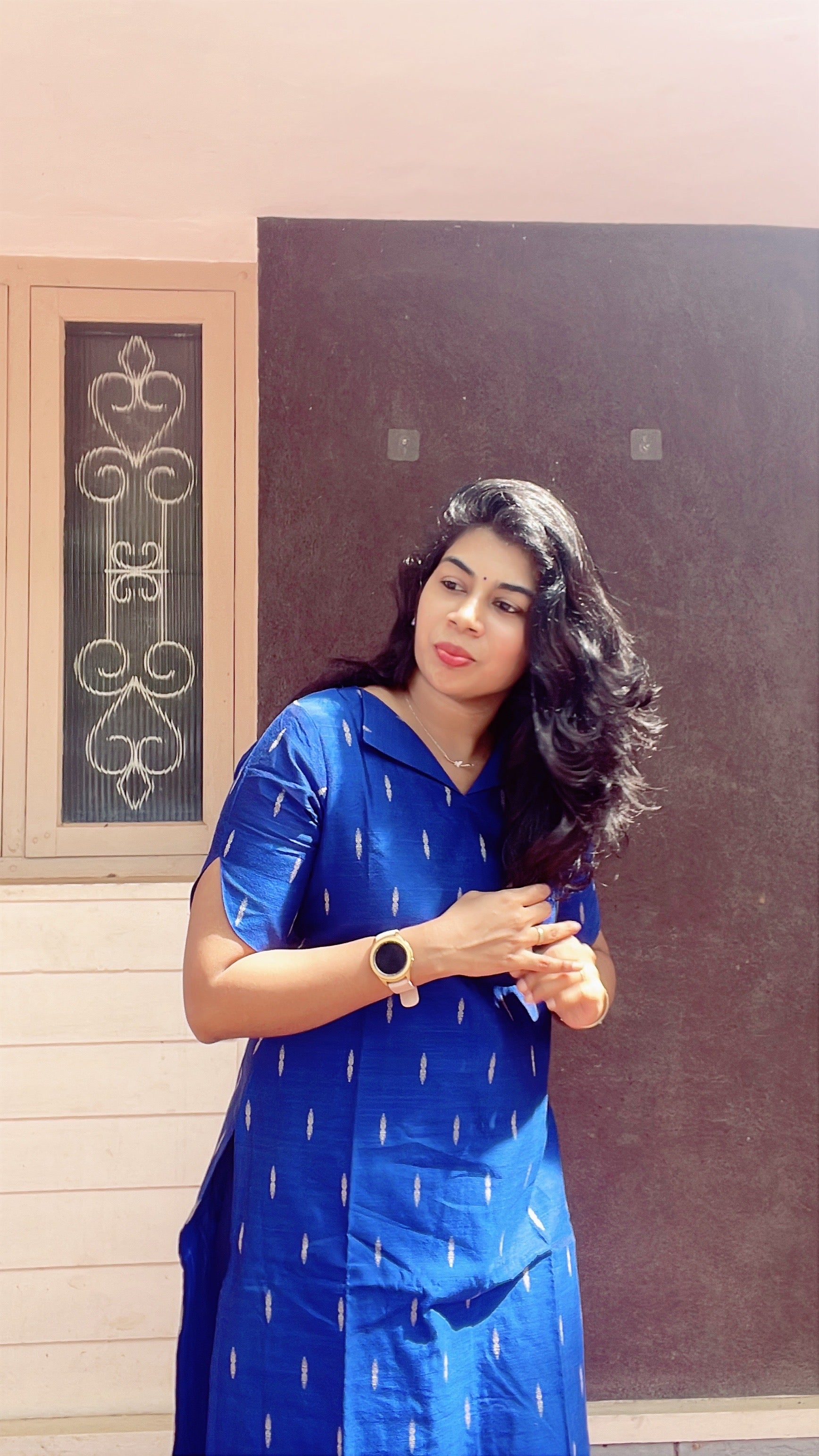 Blue Rawsilk kurta and pant
