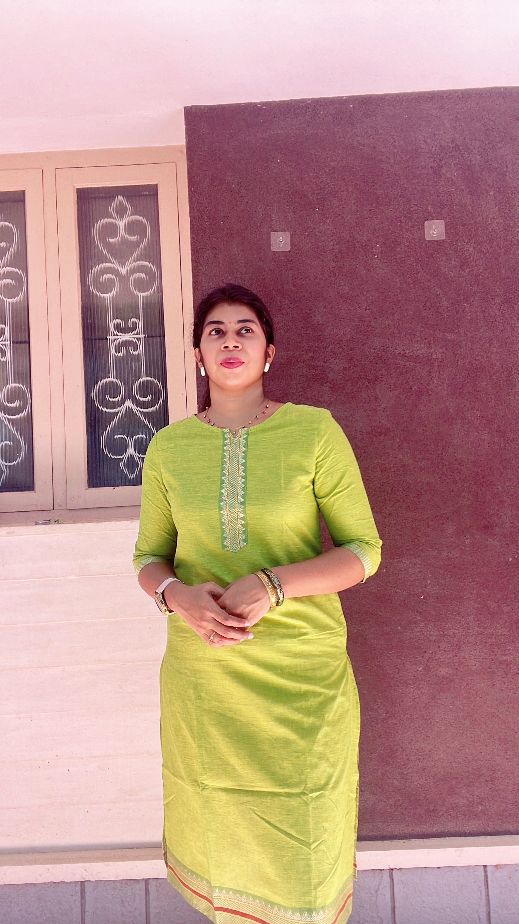 Parrot green chettinad cotton kurti