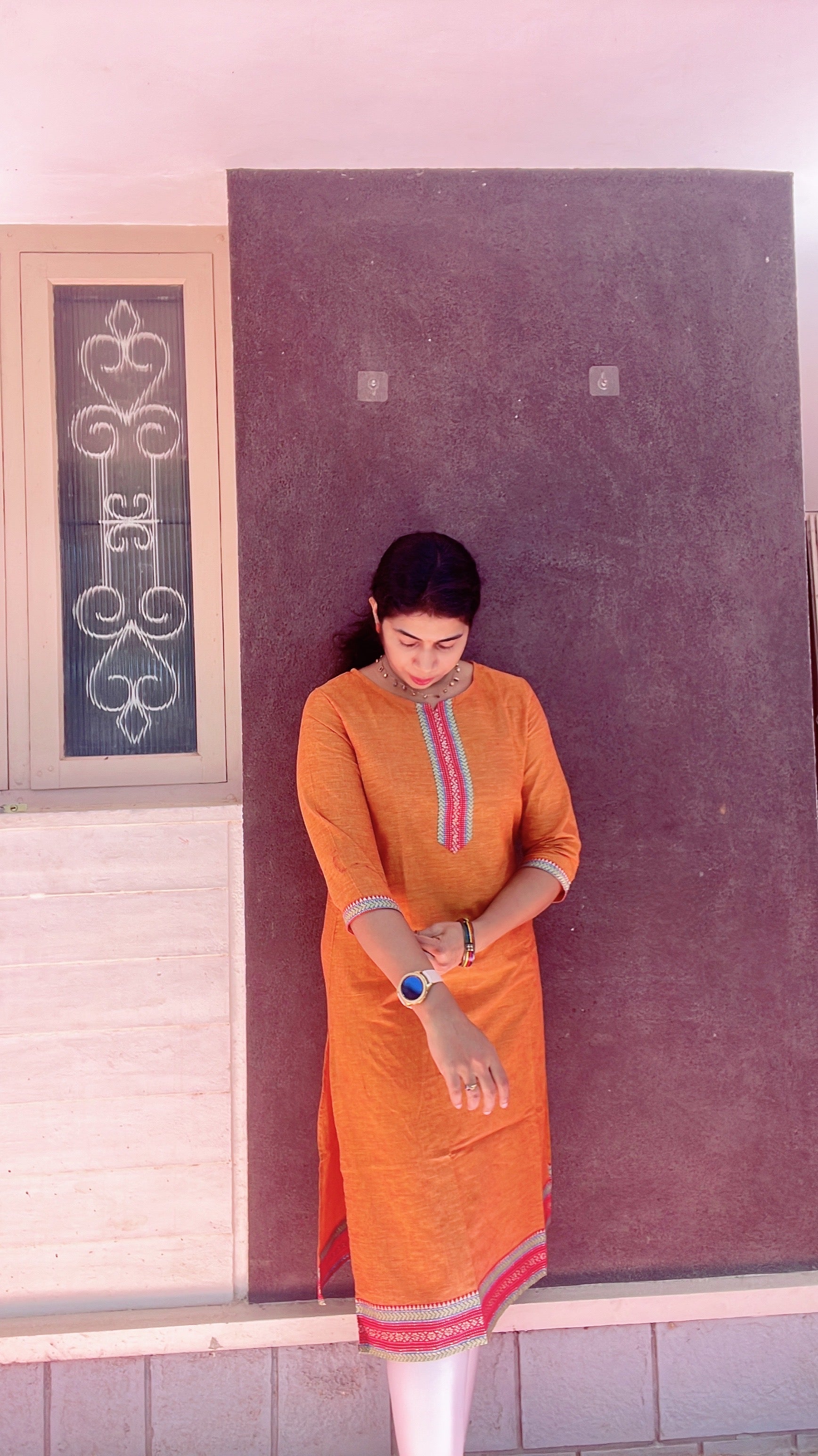 Rust orange chettinad cotton kurti