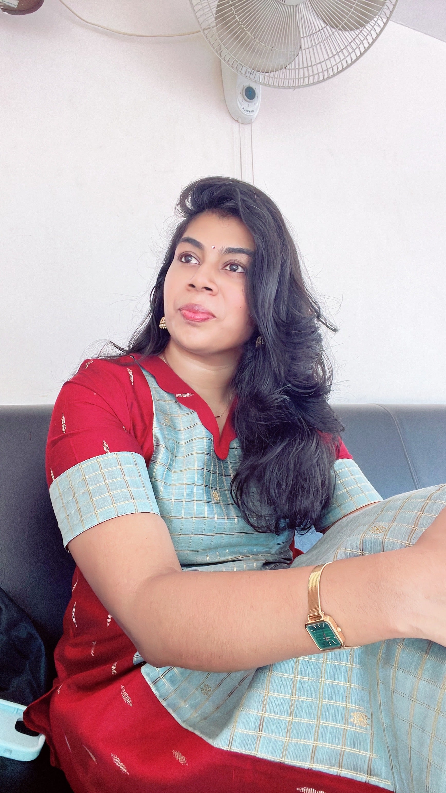 Maroon and pastel green raw silk kurti