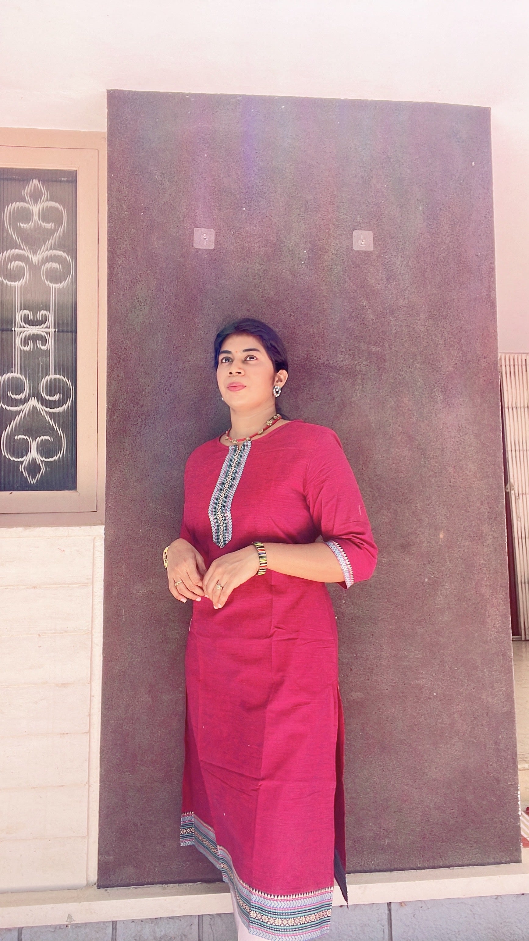 Majenta pink chettinad cotton kurti