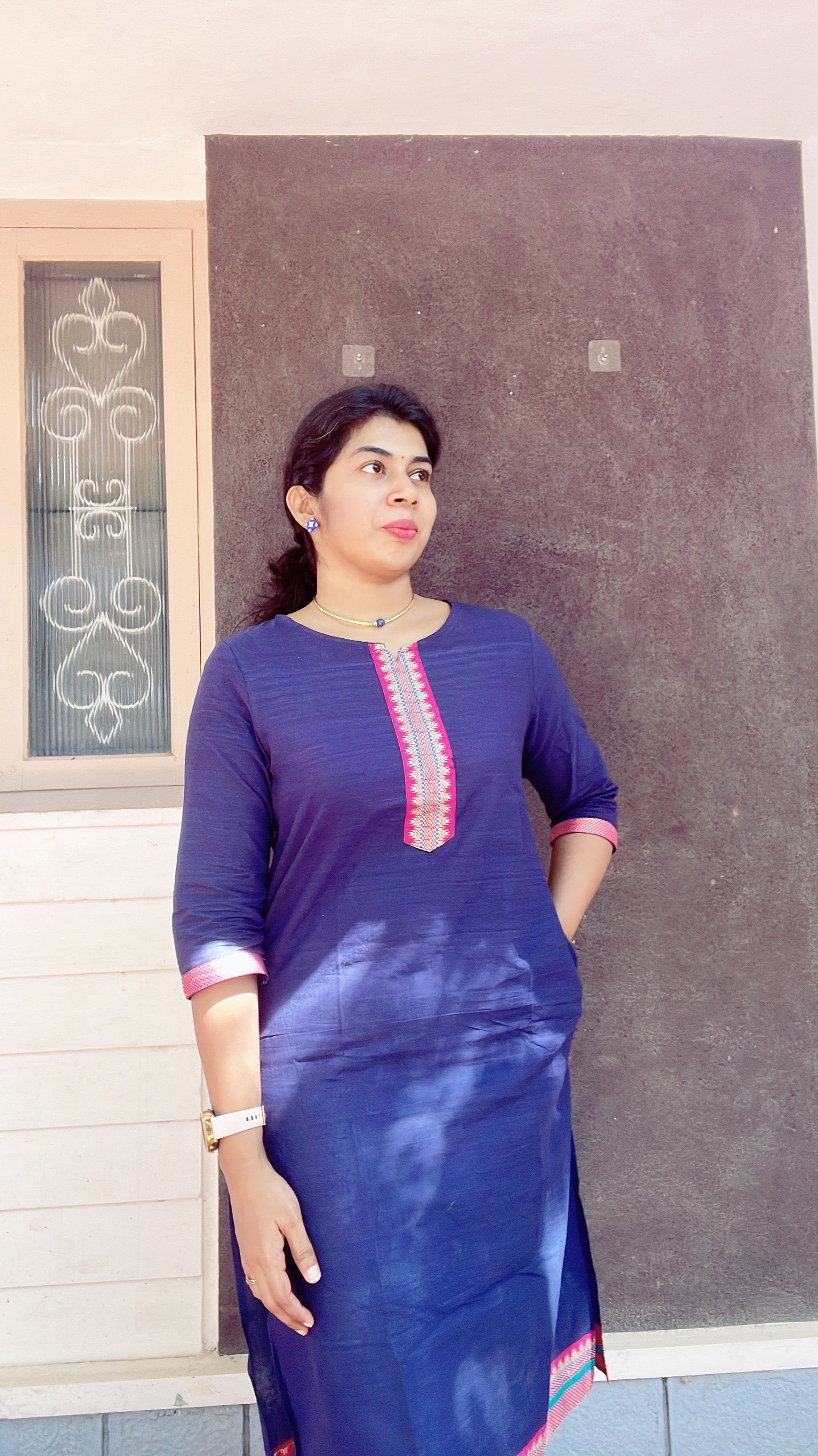Blue chettinad cotton kurti