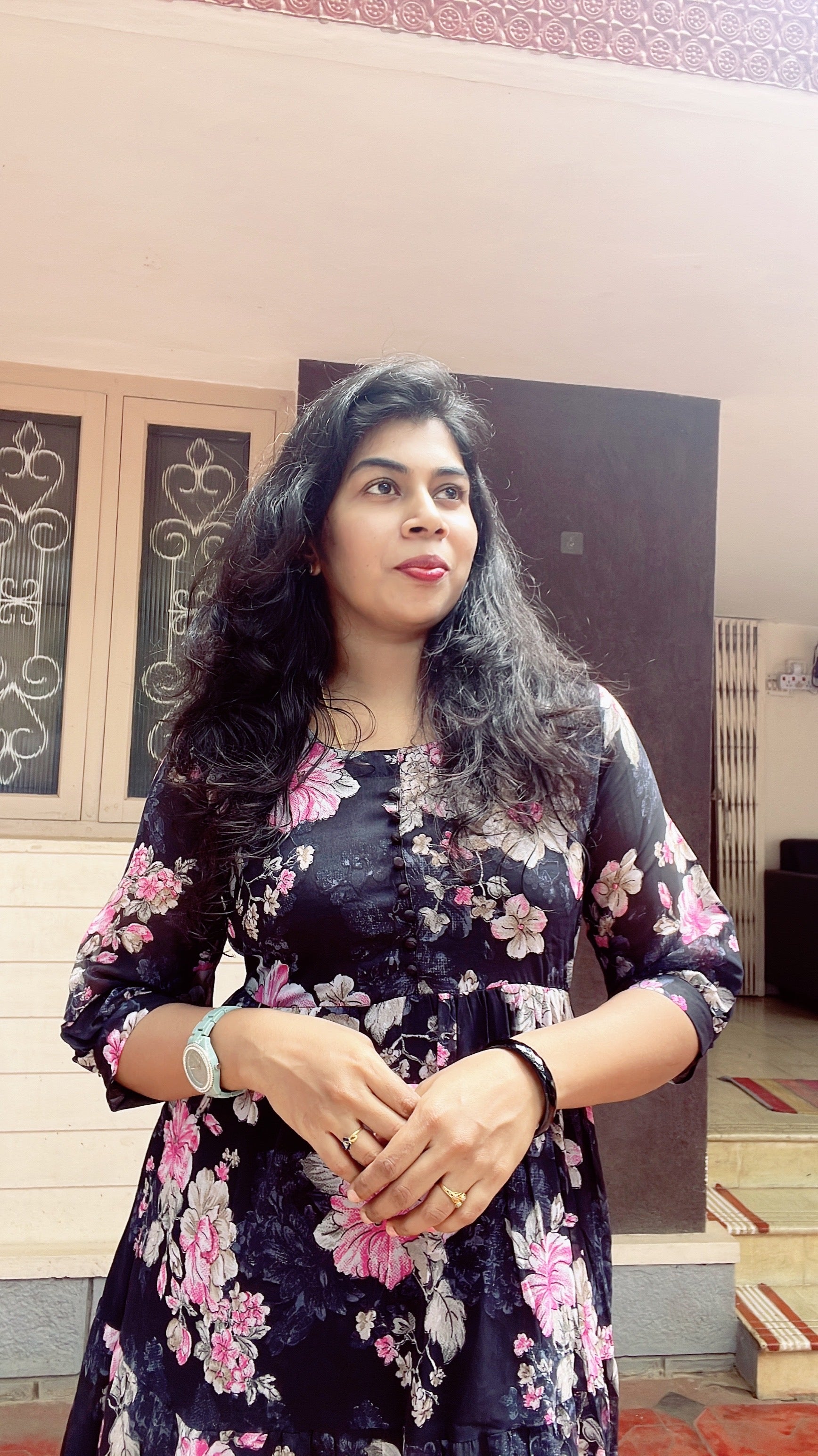 Georgette floral frock black
