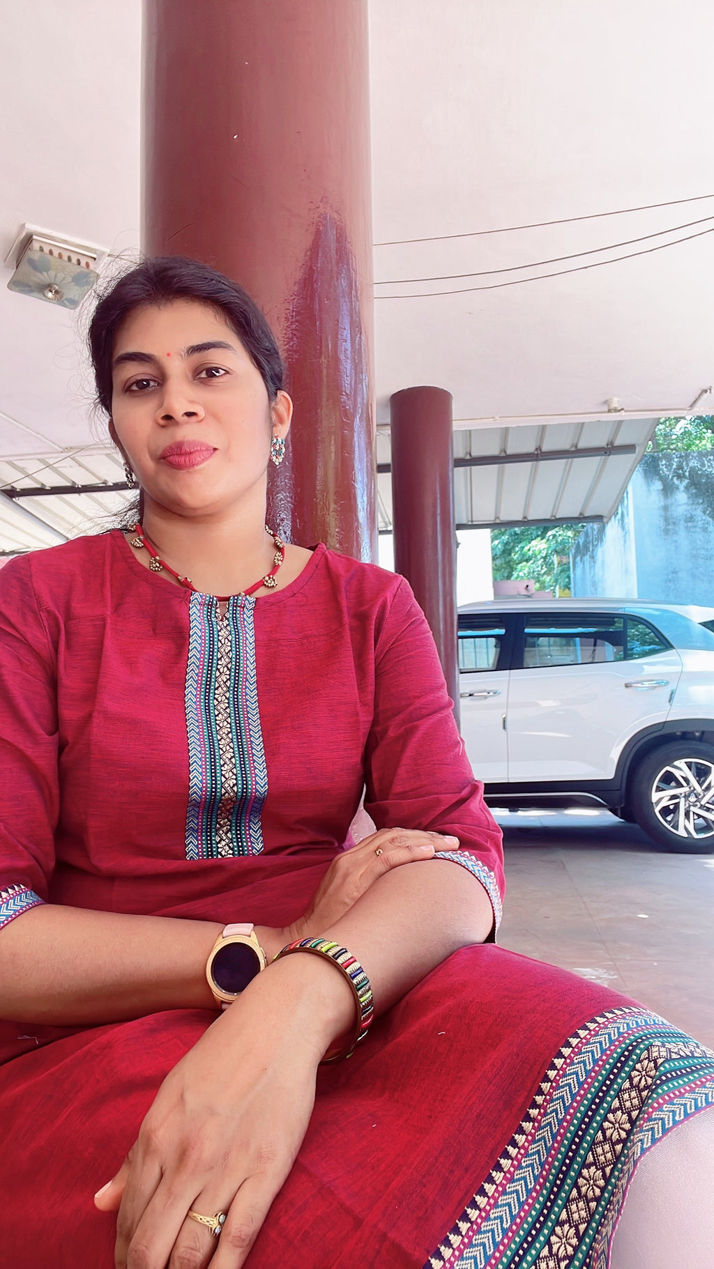 Majenta pink chettinad cotton kurti