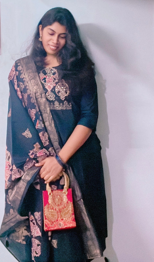 Silk Cotton Blue 3 piece suit