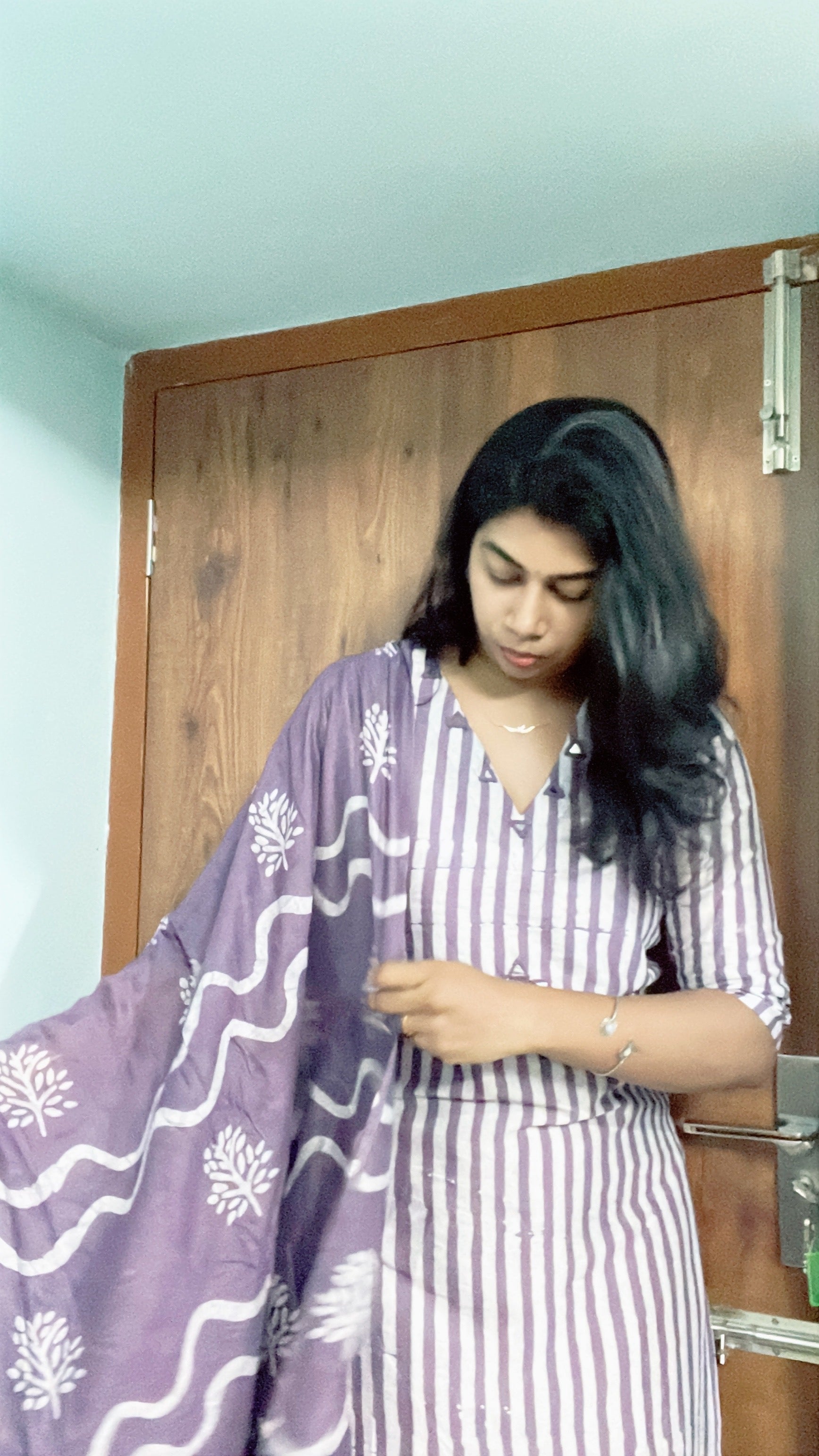 Batik print lavender suit set