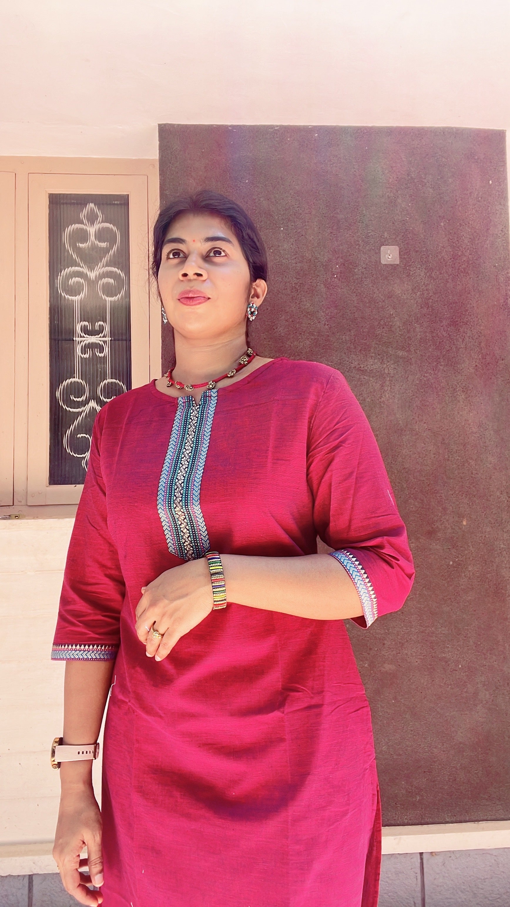 Majenta pink chettinad cotton kurti