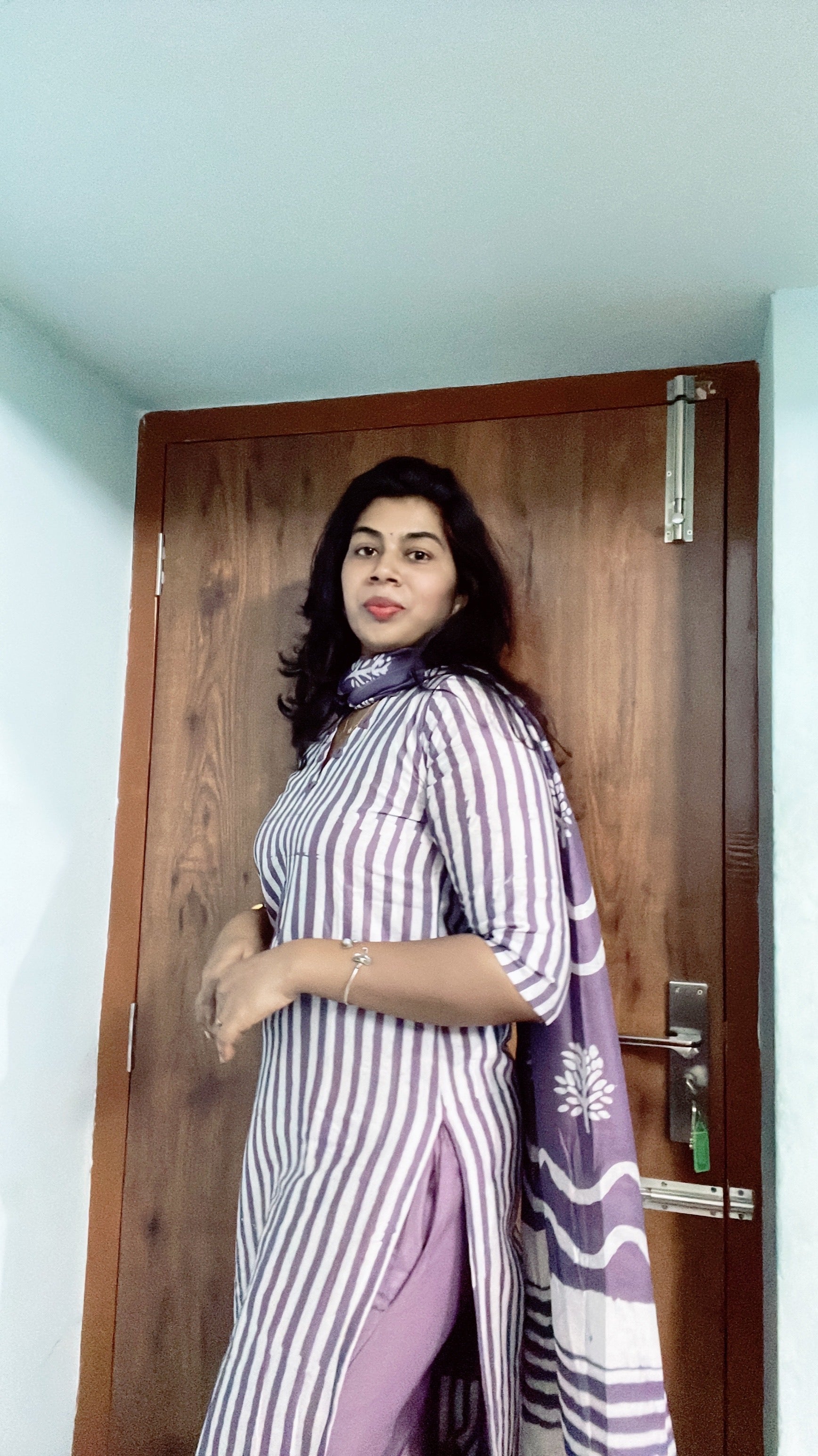 Batik print lavender suit set