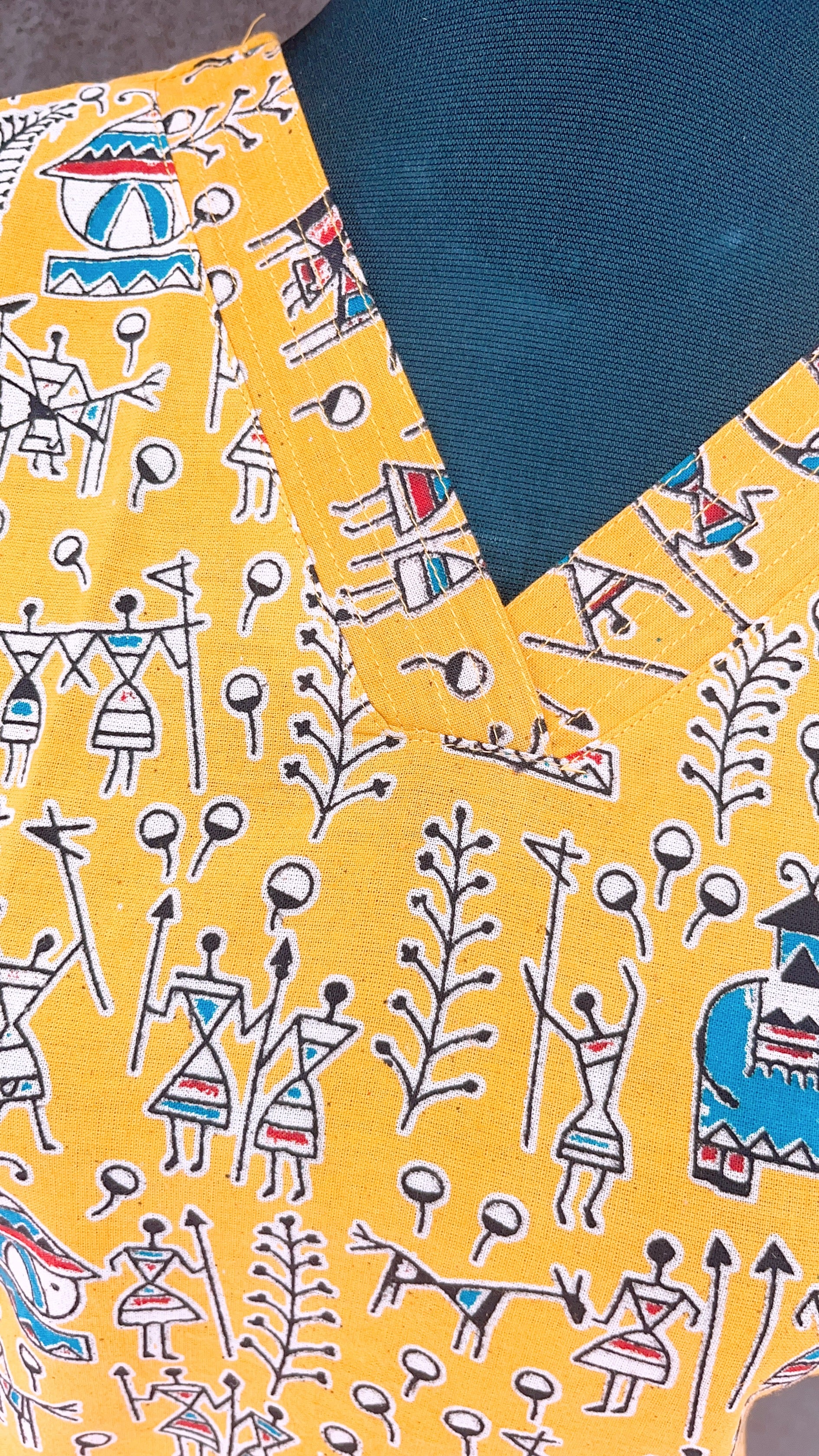 Mango yellow warli print kurti