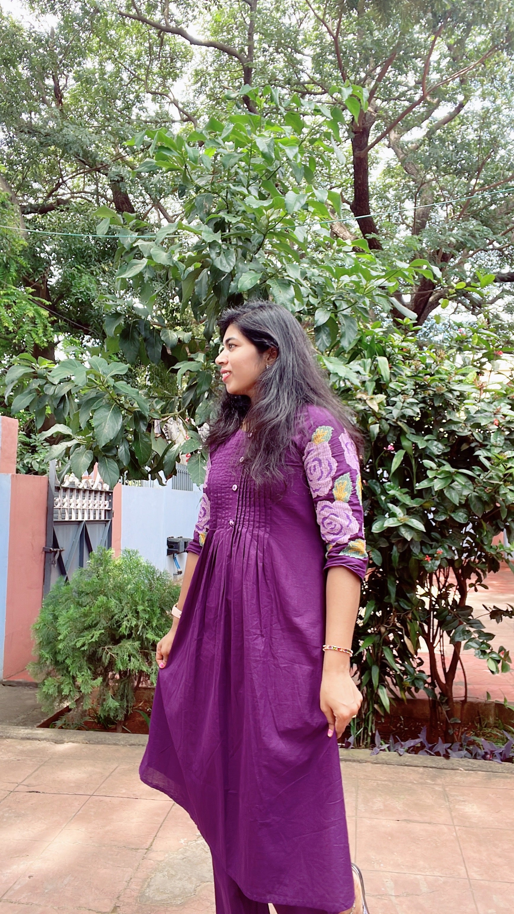 Purple cross stitch co ord set