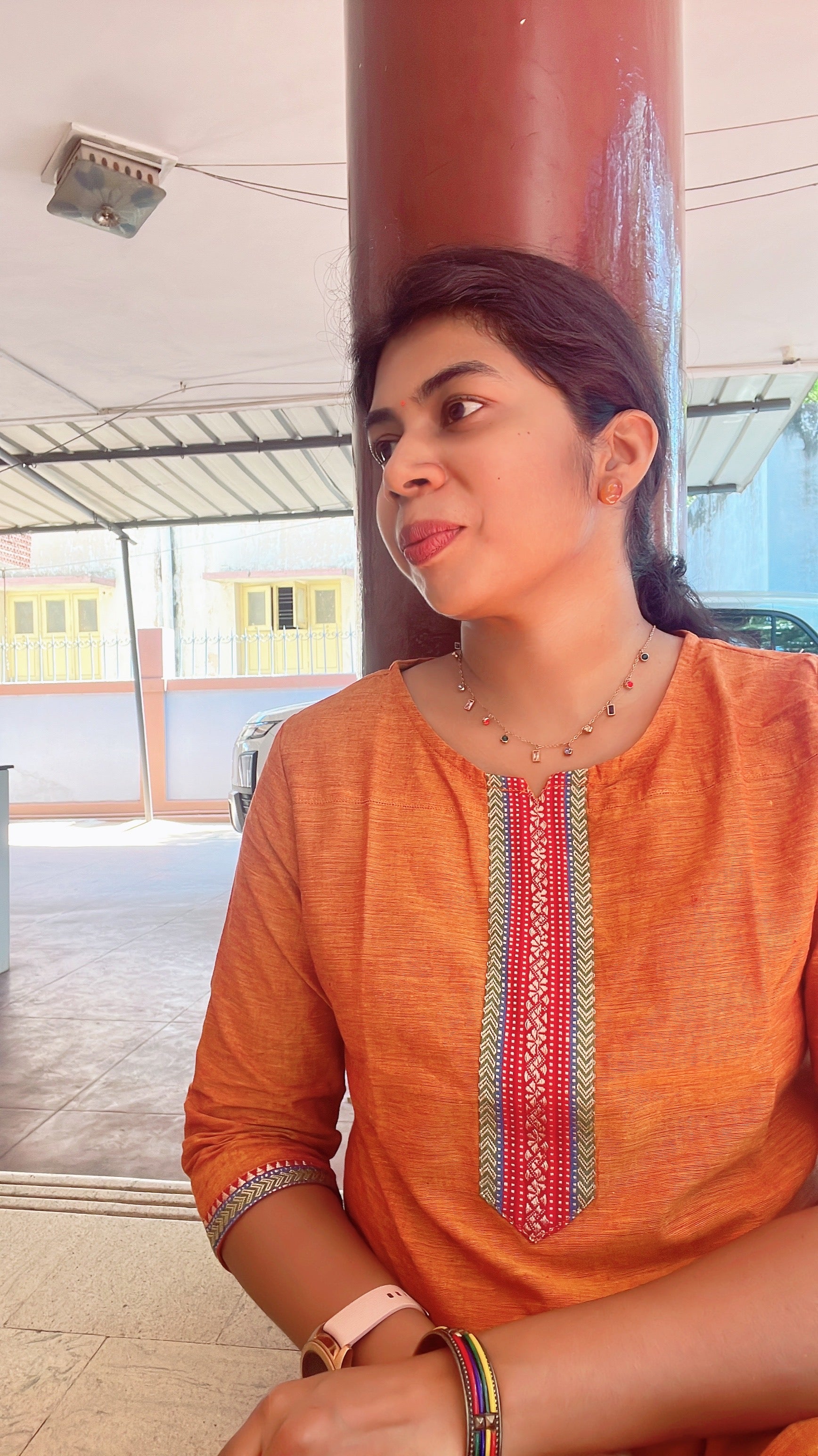Rust orange chettinad cotton kurti