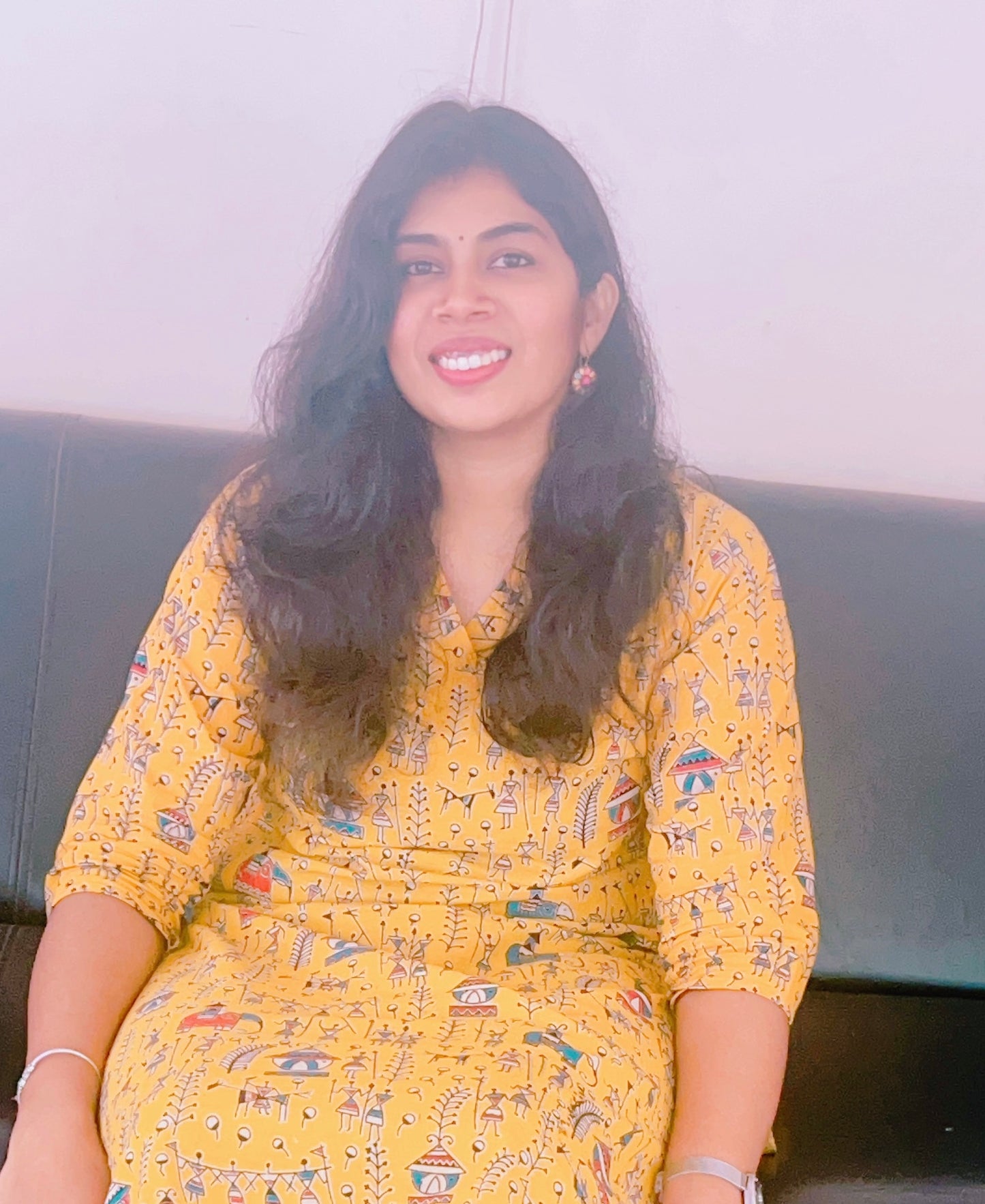 Mango yellow kalamkari kurti
