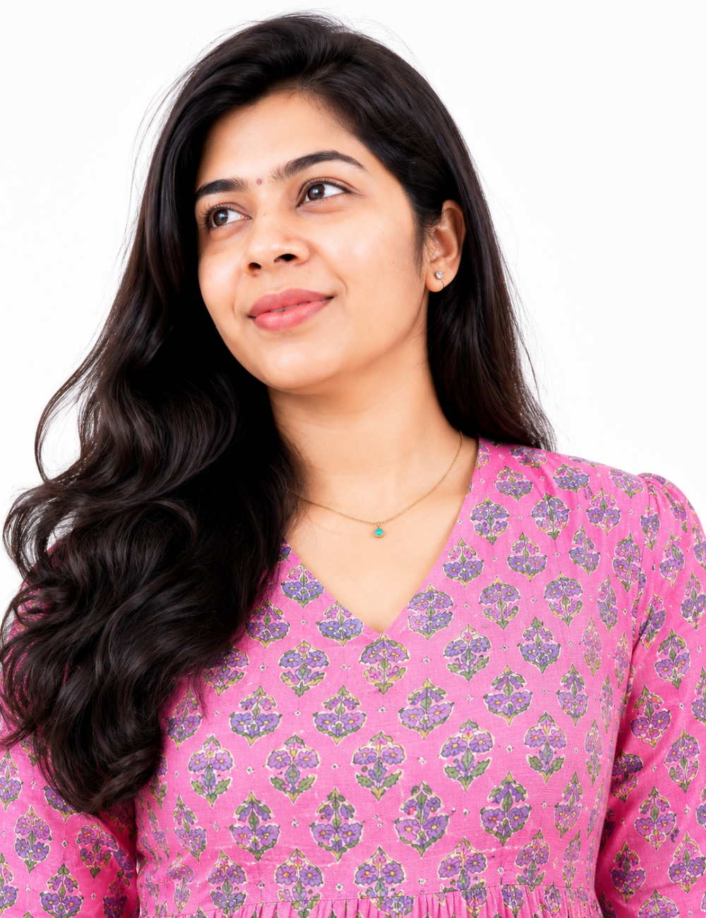 Light Pink Handblock Printed Cotton Frock