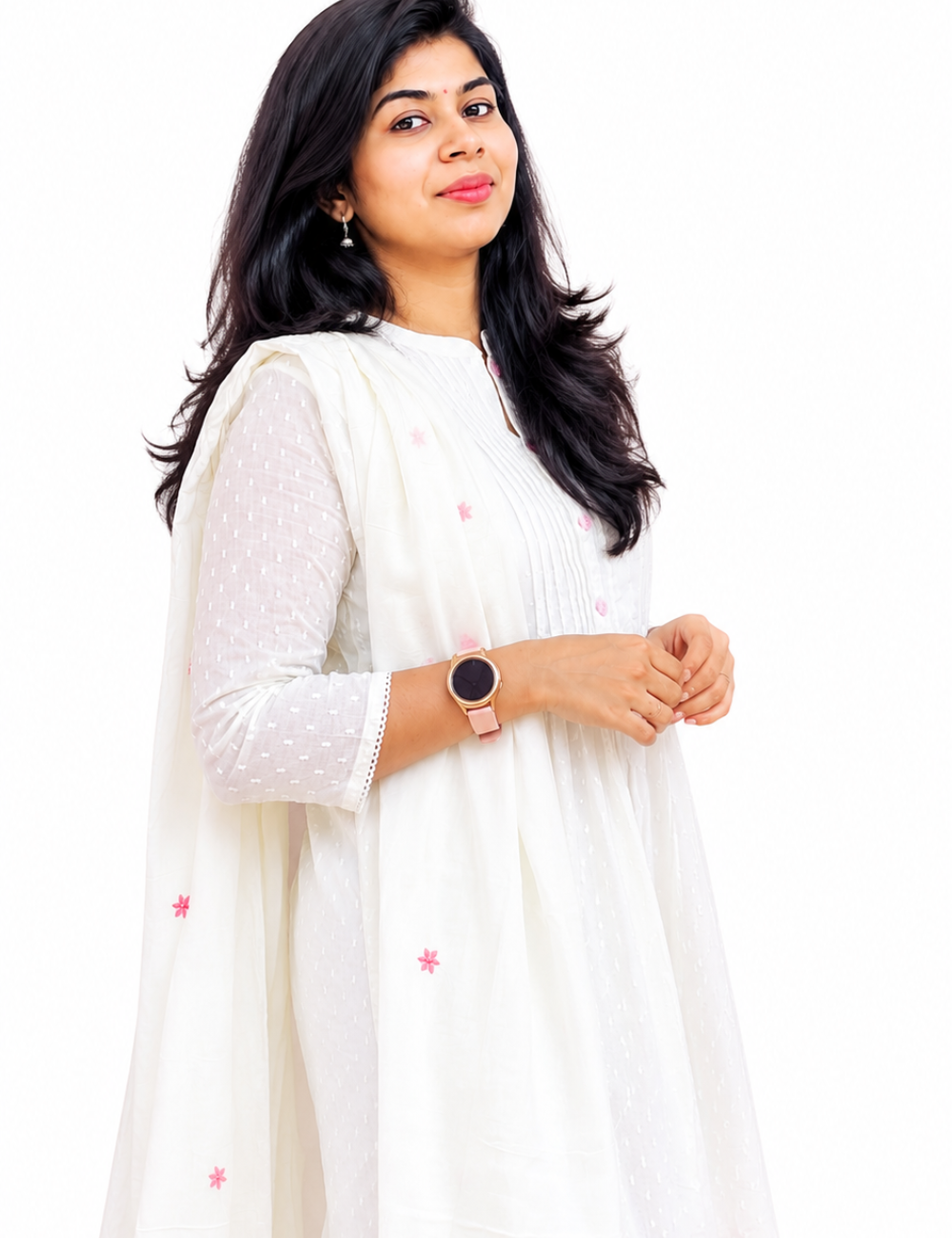 White MulCotton Embroidered Suit Set