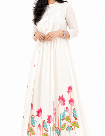 White MulCotton Embroidered Suit Set