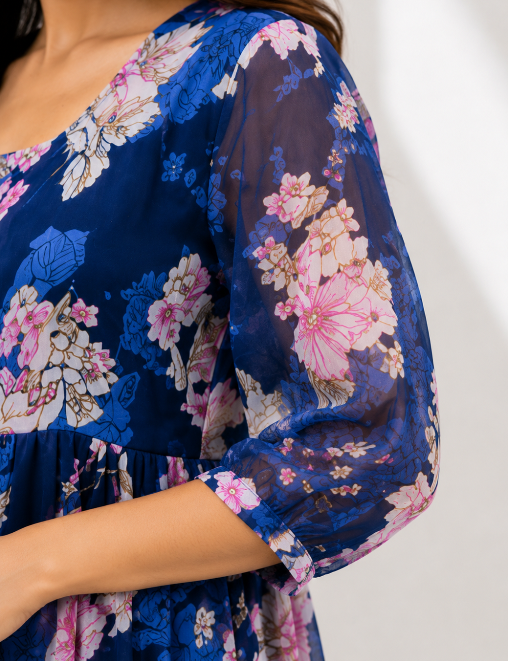 Georgette Floral Frock Blue
