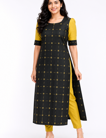 Black Raw Silk Kurti