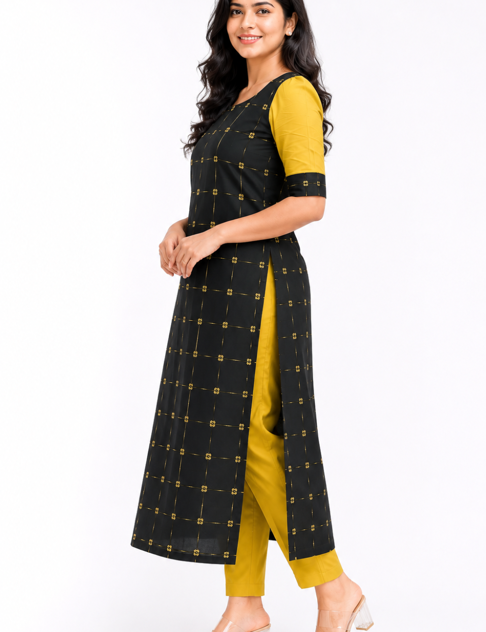 Black Raw Silk Kurti