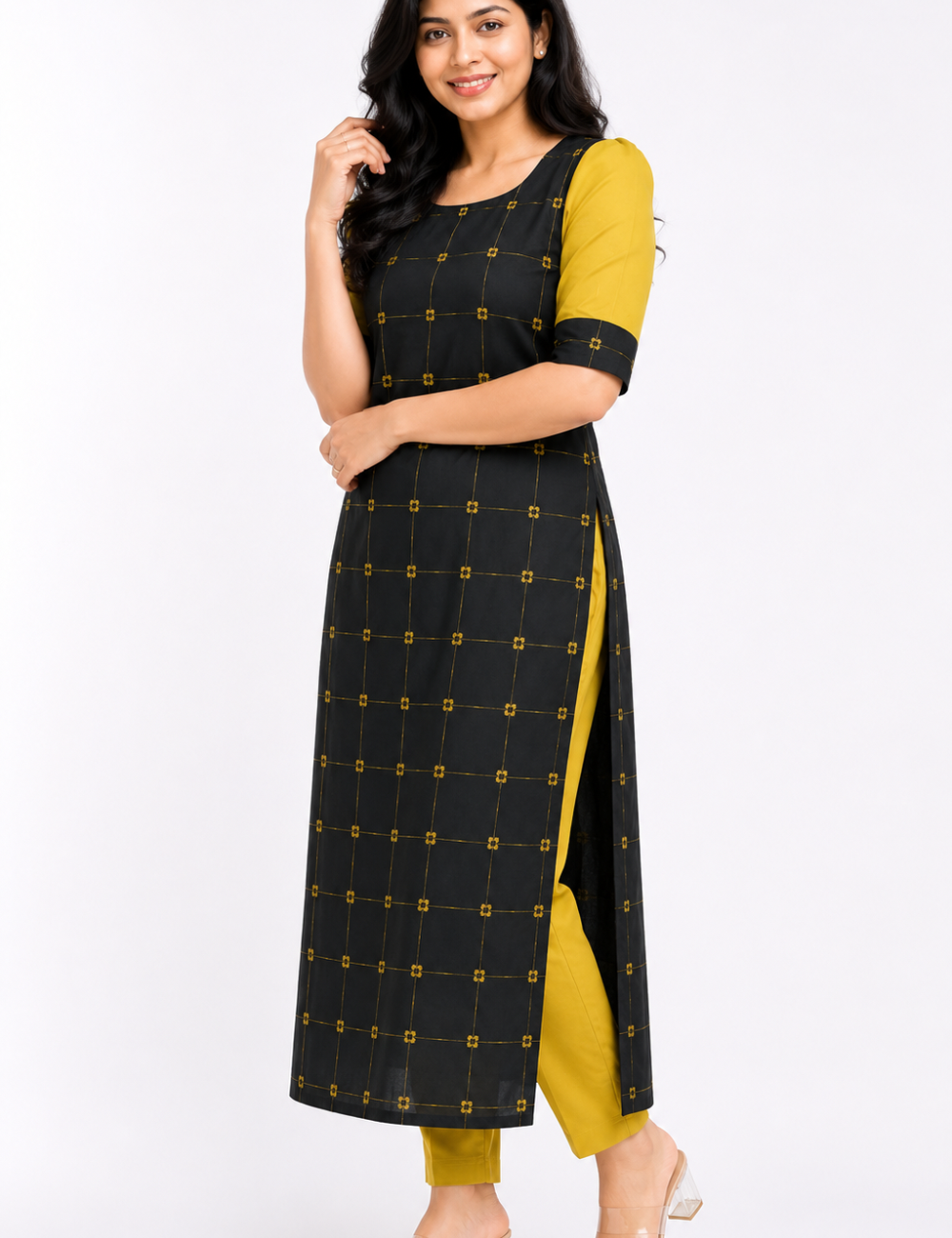 Black Raw Silk Kurti