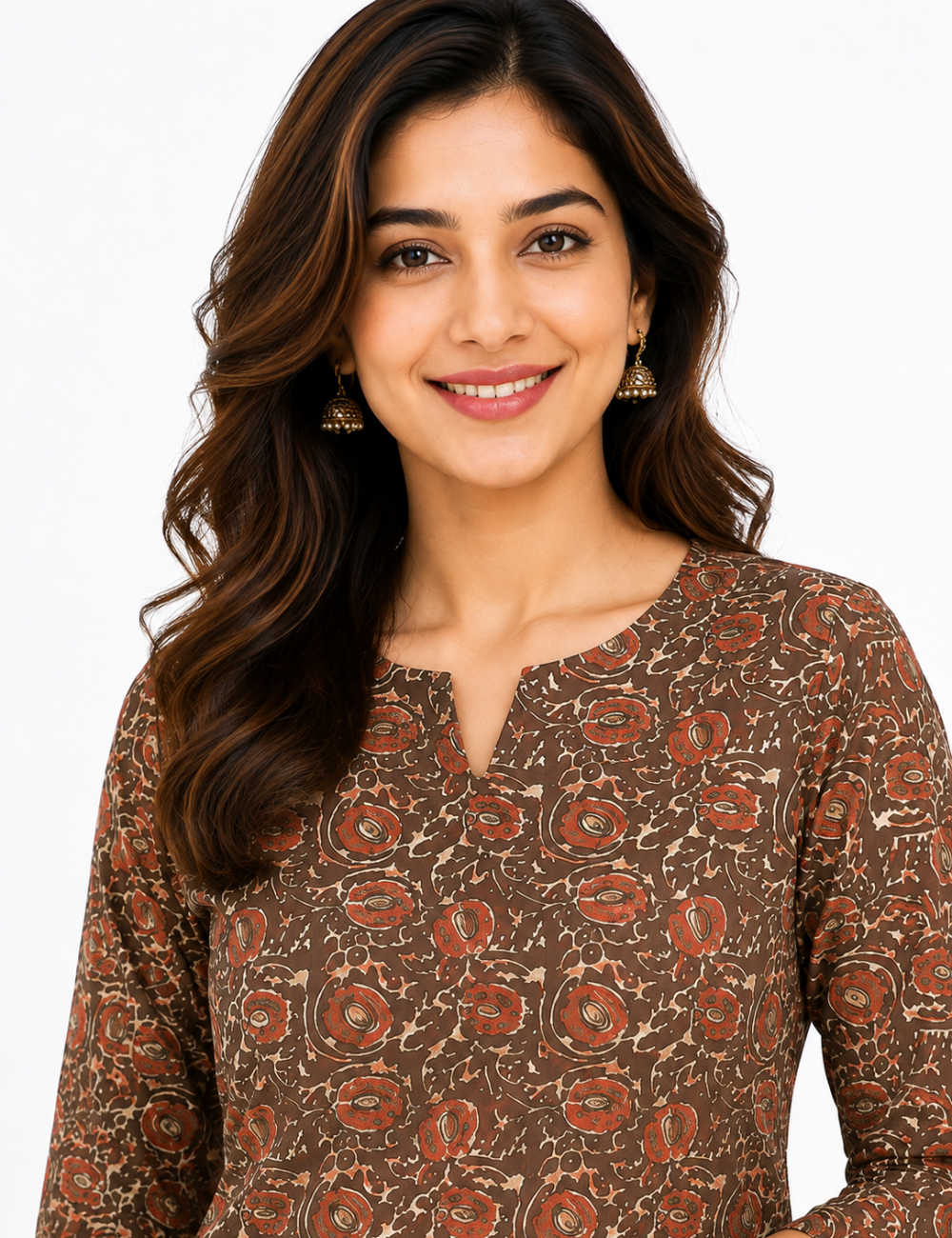 Brown Cotton Short Kurti