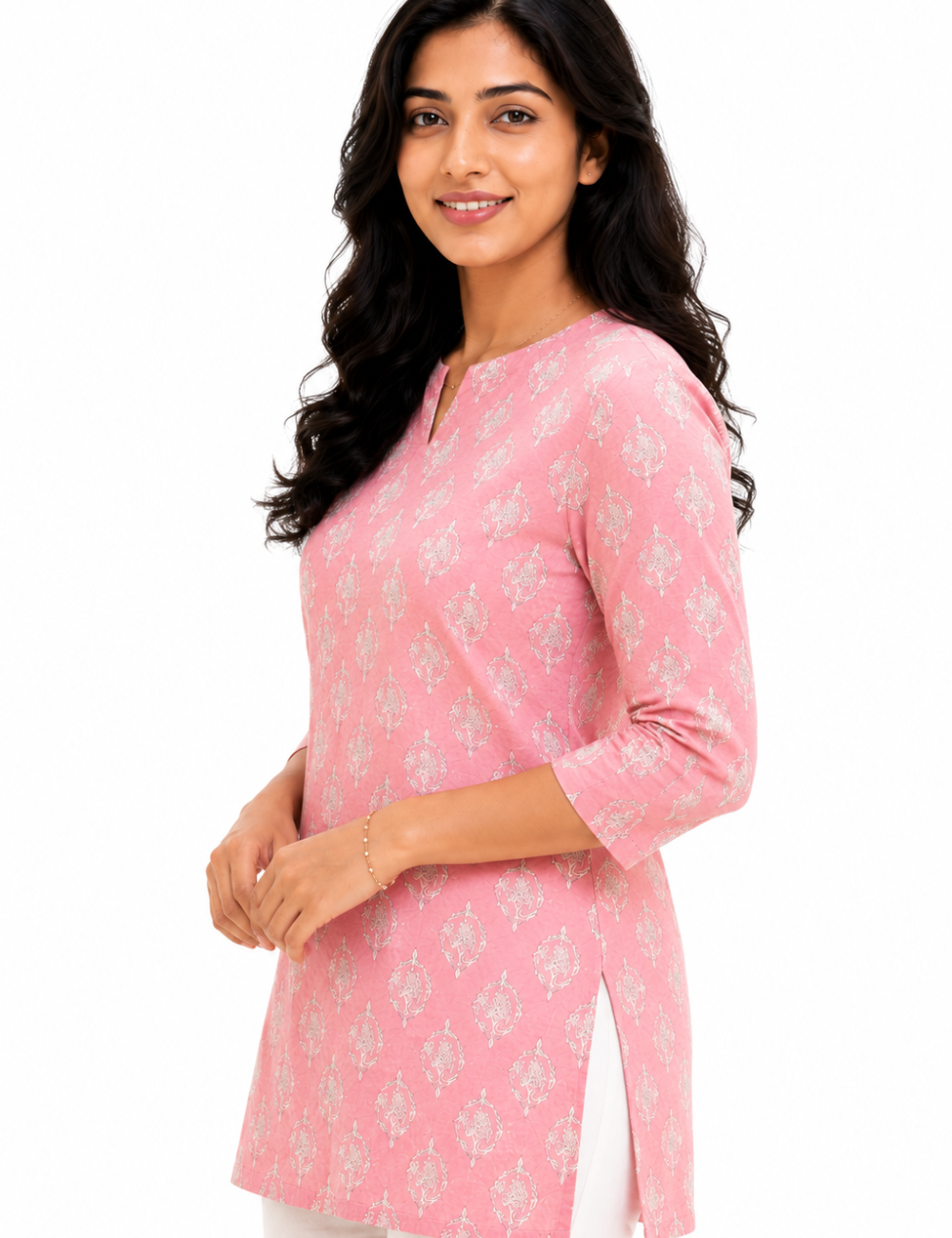 Peach Cotton Short Kurti