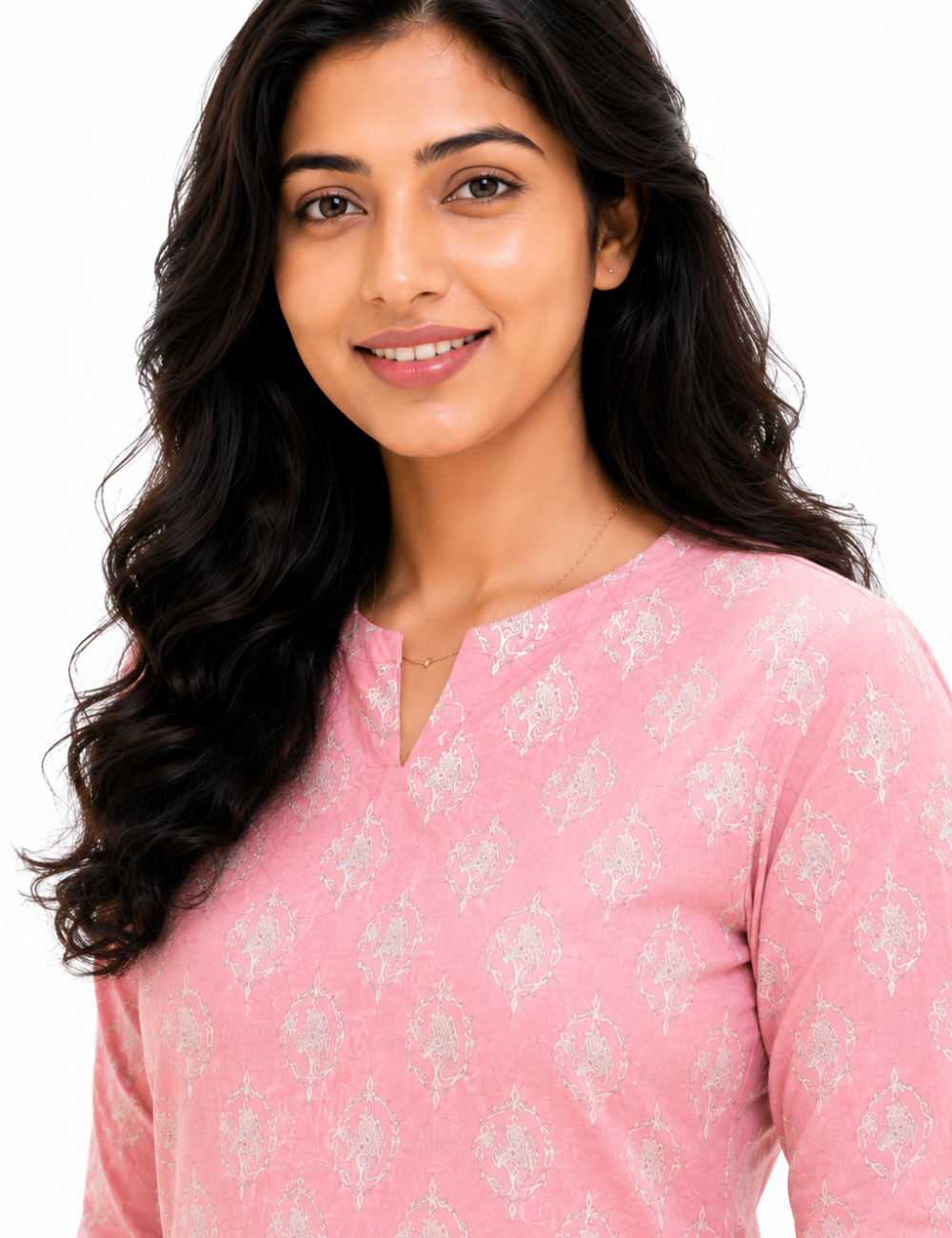 Peach Cotton Short Kurti