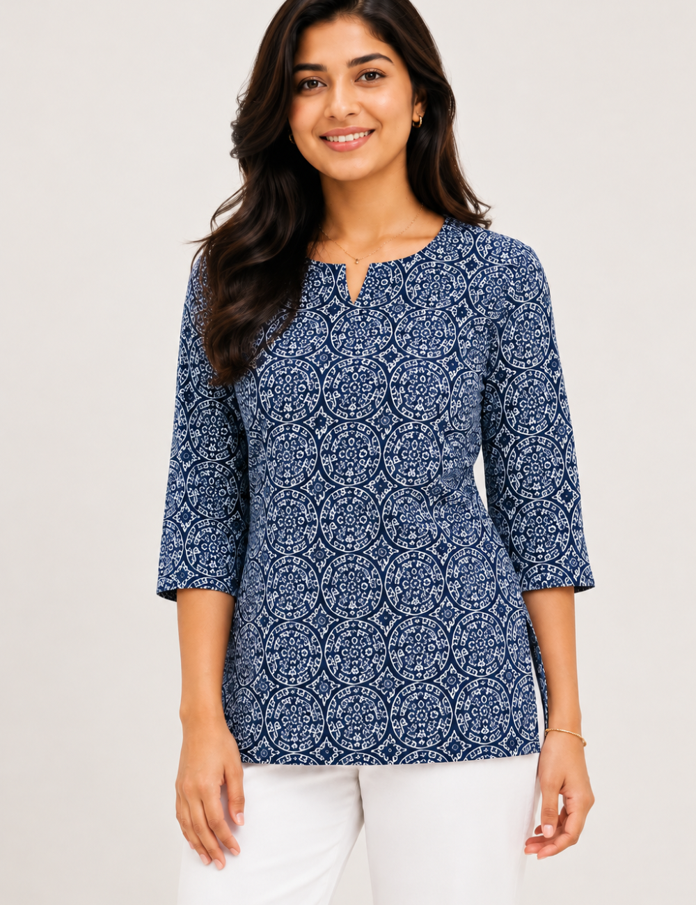 Indigo Blue Cotton Short Kurti