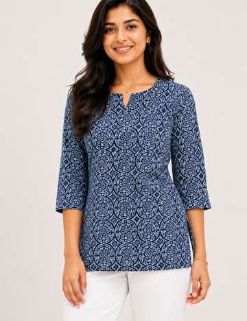 Indigo Blue Cotton Short Kurti