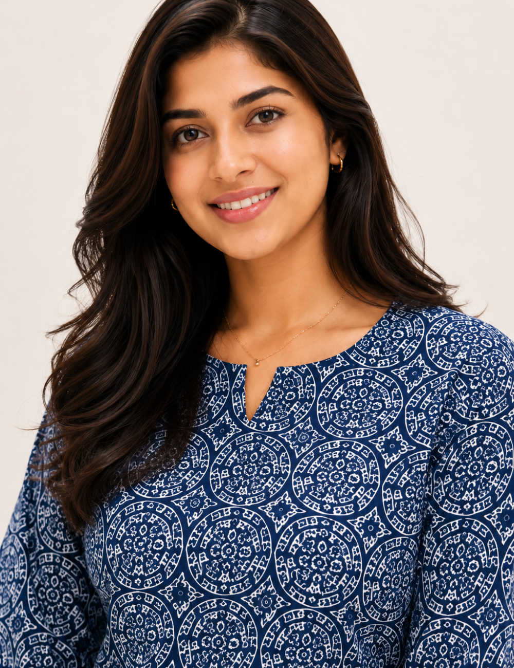 Indigo Blue Cotton Short Kurti